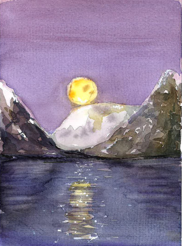 Mountains watercolour original - mountains,