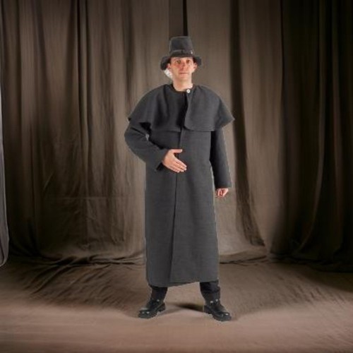 Men black wool cape coat - black,