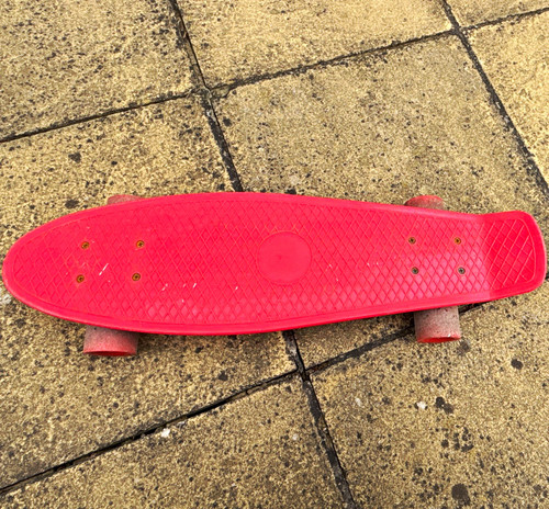 Red plastic penny - red, penny-style