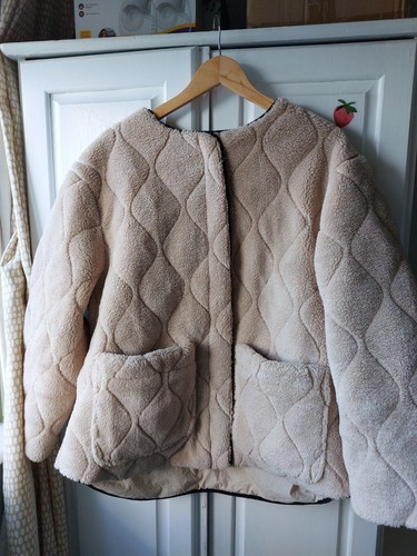 Womens teddy puffer coat - teddy, beige