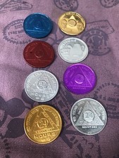 Modern AA coins x 8 24hrs to 24yrs Sobriety Recovery AA Chip Coin