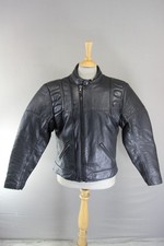 CLASSIC INTERSTATE OF GREAT BRITAIN BLACK COWHIDE LEATHER BIKER JACKET 38-40 IN