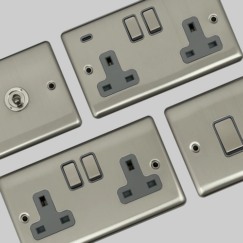 Brushed steel sockets - brushed,