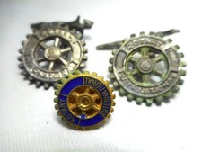 Vintage Rotary International Cufflinks (Pierced Wheel) & Enamel Lapel Badge