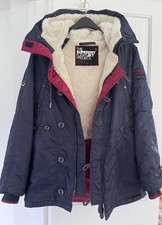 Ladies Super Dry Flight Jacket Project Navy Hooded Jacket Coat - Size L