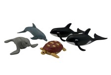 Playmobil Marine Animals Bundle X5 Orcas Dolphin Seal & Sea Turtle Free Post 