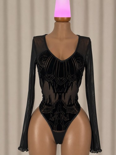 Women black sheer mesh - sheer,