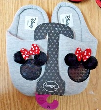 Disney Mickey & Minnie Mouse Ladies Slippers Slip On Mules Home Indoor Shoes