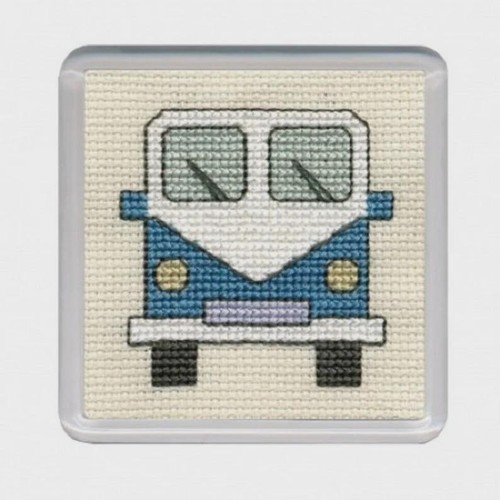 Blue campervan coaster cross - campervan,