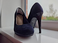 Marks and Spencers navy velvet heels size 5 (wider fit)