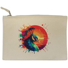 'Peacock' Canvas Clutch Bag /