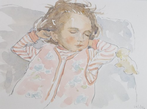 Original watercolour child - watercolour,, 'child