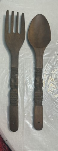 Huge carved wood fork - huge,