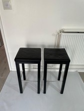 2 BLACK STOOLS REAL LEATHER