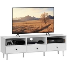 HOMCOM 75" TV Stand with Storage, White, Refurbished
