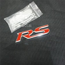 1x Silver Chrome Red RS Metal Front Grille Badge Emblem Auto Sports Coupe Motors