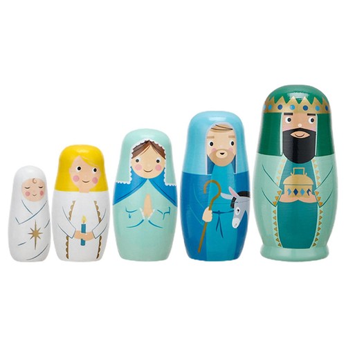5pcs wooden jesus nesting - wooden,