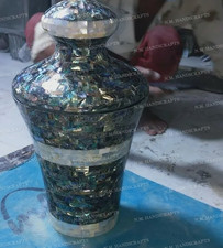 15" Marble Vase Pot, Abalone