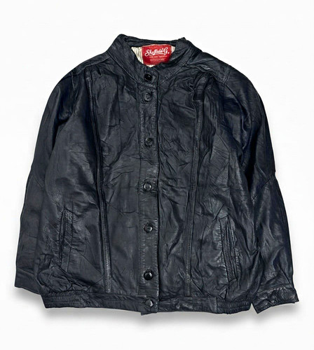 Vintage 90s navy real leather - real,