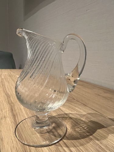 Blown glass pitcher jug - blown, ribbed
