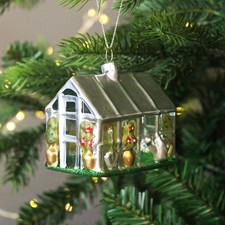 Silver Greenhouse Glass Tree Decoration - 8cm