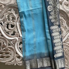 Turquoise blue and  grey saree - brand new