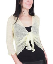 Ladies Plus Size Cardigan Crochet Bolero Shrug Tie at Waist Fish Net Size 16-28