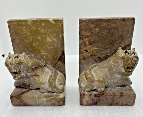 Pair vintage hand carved - of,