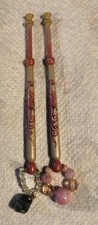 Exquisite Pair Of Hand Painted Red Dragon Wood Lace Bobbins