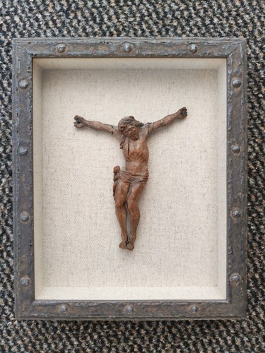 Antique wooden french crucifix - antique,