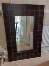 Imposing Chocolate Brown Panelled Faux Leather Framed Recessed Accent Mirror