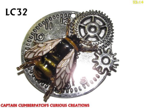 Steampunk badge brooch enamel