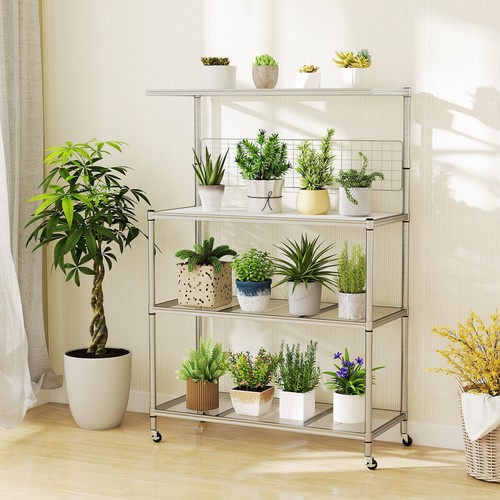 Bakers rack wheels - on, 4-tier