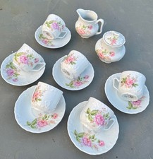 Limoges Porcelain Du Lys Royal French Pink Rose Coffee Set
