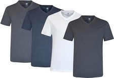 4 Pack V-Neck T-shirts Short Sleeve Plain Tops Classic Essential Tees Multipack