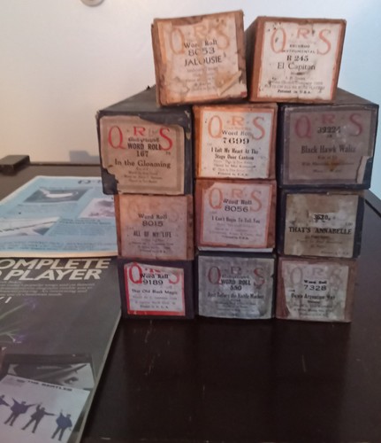 Vintage qrs player piano - player, rolls