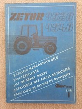 ZETOR 9520 9540 TRACTOR PARTS CATALOGUE 1/91