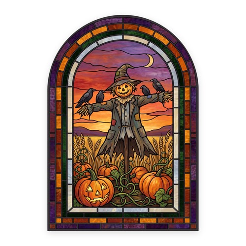 Scarecrow sunset pumpkins arch - pumpkins,