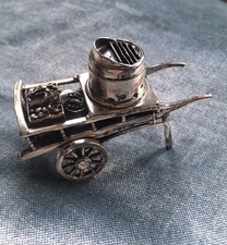 Sterling Silver Novelty Miniature Chestnut Roasting Cart Hallmarked SMC