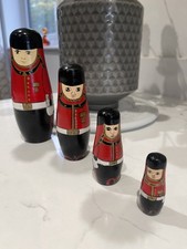 1970s Russian Matryoshka Nesting Dolls 4 Piece Wooden Soldiers/ Beefeaters