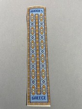 Vintage Woven Bookmark Rhodes Greece blue pattern 22 cm  VGC