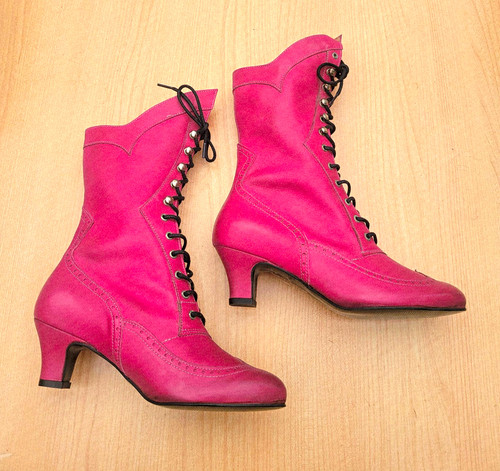 Women pink leather 70 s - pink, 70's