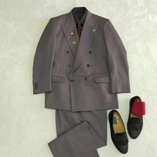 90S Dull Purple Japan Vintage 6 Button Double Breasted Suit