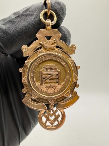 9ct 1921 masonic medal pendant - 1921,