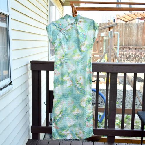 Green rabbit qipao long - green,