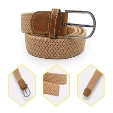 1.5" WIDE Stretch Belts Mens Womens Elasticated Woven Braided Belt Metal Buckle