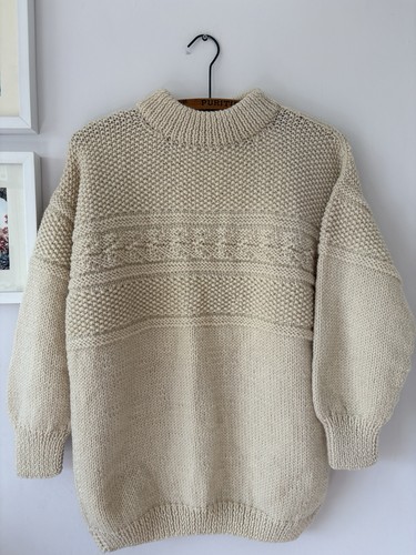 Aran cream hand knitted - aran,