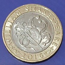 2016   TWO POUNDS    WILLIAM SHAKESPEARE    UNC COIN