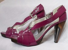 With Love Purple Strappy Shoes With Wooden Heels With Clear insert UK 6 Pre Love