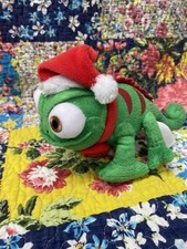 Disney Store Pascal Chameleon Wearing Santa Hat Soft Toy Tangled 9” Christmas